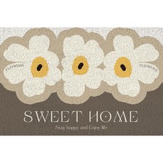 我的日常北歐花卉刻字入口廚房地毯, 棕色