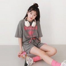 Nanajuni 青少年布魯克復古短褲上下套裝