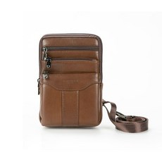 CAPACCI 運動風男士皮革斜背包 G1304, 棕色