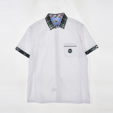 GYOBOKMALL 綠色格子短袖校服襯衫