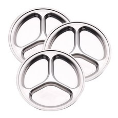 不鏽鋼圓形餐盤 3個, 單色