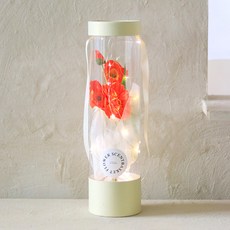 센트바스켓 조화 양귀비 실크플라워 꽃다발 LED 원통 캐리어, 다홍, 1개