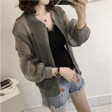 묘먀미 여성용 펄 시스루 지퍼 바람막이 자켓 MMM435