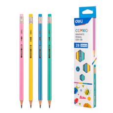 deLi 得力 馬卡龍橡皮擦鉛筆 12入, 6套, 2B