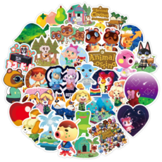 嗚鳴商店 筆電裝飾 簡約動物貼紙 50款組合, 1套, 5