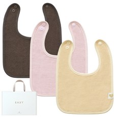 Baby&I 嬰幼兒方形毛巾布口水圍兜 3件D套組, 1套, 奶油黃, 珊瑚粉, 棕色