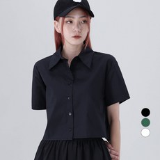 어썸어라운드 여성용 반전 랩 뒷트임 크롭 반팔 셔츠