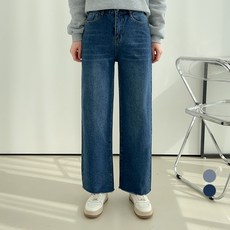 2nd Ground 女款鬆緊帶刷毛寬牛仔長褲