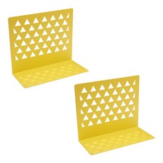 三角沖孔L型鐵製書擋 YT_RA763 2入, 黃色