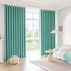 VIEW HOUSE Lucid 四季基本款遮光窗簾 2入, 薄荷綠