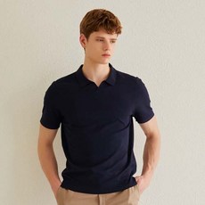 MAESTRO 男款縐紗彈性開領短袖上衣 MASW2B954