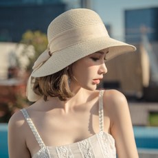 DMELD 女款繩帶草編漁夫帽