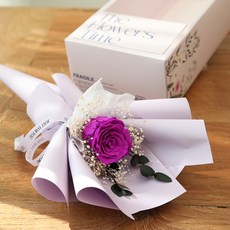 BeautifulDecoSense 永生花LED燈玫瑰花束+手柄盒, 紫色