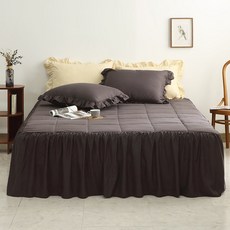 I'm Living 素色蕾絲邊絎縫床裙