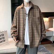 The Flow Commerce 男款 春秋適穿 柔軟格紋經典襯衫