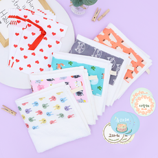 비단길 생일선물 답례품 코핀수건 5p + 포장지 5p + 스티커 3종 구디백 세트