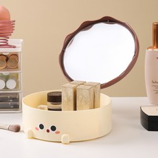 수납 메이크업 탁상거울, 브라운