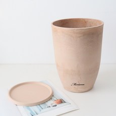 MORIANN 牛皮紙復古霧麵塑膠花盆 + 託盤組, 單一顏色, 1個