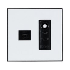 TILINS 網路 8P 1孔 CATV 3路插座 2孔用 黑白色, 1個