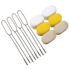 hibee 多用途廚房用不鏽鋼長柄刷4入 + 補充泡棉6入, 混色, 1套