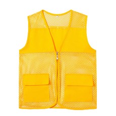 網眼 登山 釣魚 現場 志工服務 工作服 工作 團體 背心 03 黃色, 1個