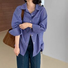 DMELD 女款復古格紋換季夾克長袖襯衫