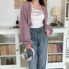 여성용 예로아 베이직 소매 밴딩 볼레로 가디건 cpcd2444k31