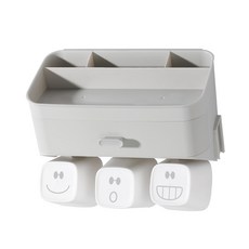 MONACO OLIVE 極光免打孔表情3杯漱口杯架, 灰色, 1個