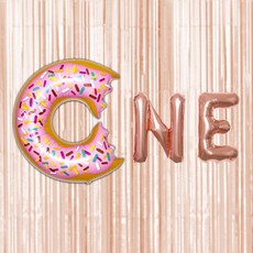 市集感性甜蜜甜甜圈生日派對週歲組合, 玫瑰金, 1套