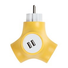 POWER ZONE Tetrapod USB 原創延長線 2孔 PA-GEK-02SU2, 13cm, 奶油黃, 1個