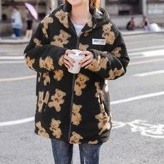 에스텔라 임산부 곰돌이 플러스 벨벳 후드 아우터 rro95