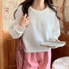 andstyle 女性浮雕標誌短版大學T恤 261249