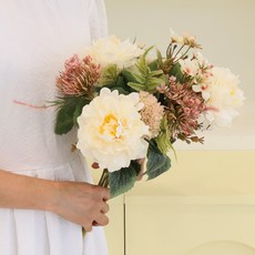 모리앤 수국목단 조화 부쉬, 퓨어밀크, 1개