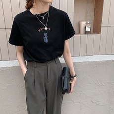 PEONIST 女款貓咪印花圓領短袖T恤