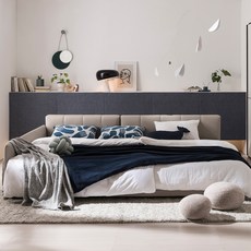 리바트 당케 패밀리 침대 프레임 쿠션형 Q + SS + 가드 세트 방문설치, 코튼 베이지