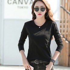 안다로미 여성용 버튼 포인트 무지 긴팔티