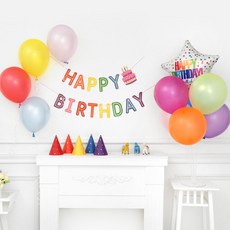 PartyPang HBD 圓點彩虹生日派對裝飾組, 混合色, 1套