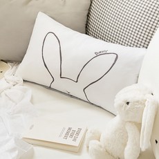 shez Home DTP半超細纖維枕頭套, 兔子白色