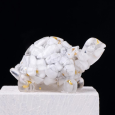 微笑幸運招財烏龜裝飾品 2入, 白色