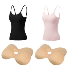 솔레일 여아용 학생 심리스 노와이어 무봉재 분리형 조절 끈 나시 2종 세트 + 교체용 브라패드 2p