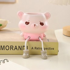 Homeflow 搖晃著腿的動物多肉植物室內裝飾迷你花盆 熊, 1個, 混合色