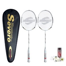 Severo Carbon 100 Plus 羽球拍 2支 + 全拍套 + 羽毛球 5入組, 1套, 單一商品