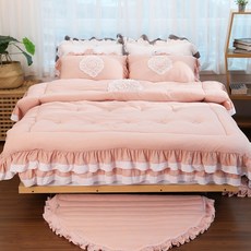 Ryugeumsuk 法式風情絲滑護理荷葉邊薄被套組