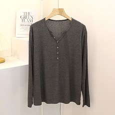 편안한 심플 버튼 브이넥 임산부 긴팔 티셔츠