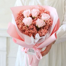 ScentBasket 玫瑰滿天星永生花束, 粉紅色