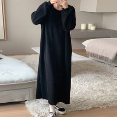Borimam 刷毛烏龍麵長版大尺碼針織孕婦連身裙 a980