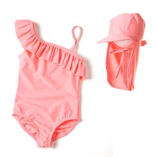 女童桃色荷葉邊連身裙 + 帽子套組