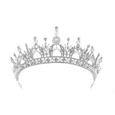 Lunaglam 迷你水晶珍珠自助婚紗頭飾 WC917, 銀白色, 1個