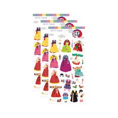 Petit 傳統韓服貼紙 DA5402, 3個, 混合顏色