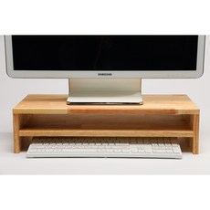 The Groomall 橡膠木雙層螢幕支架 加寬型, 米色